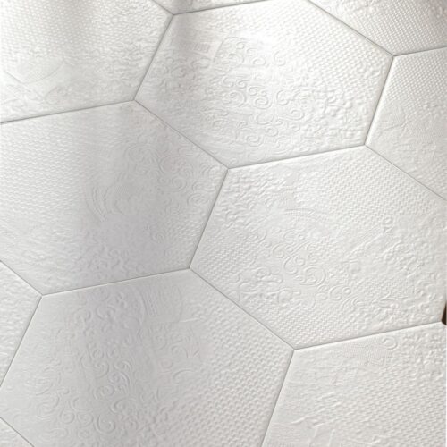 Milano White Hexagon 25×22-Tellidis Bath and Floor Experts