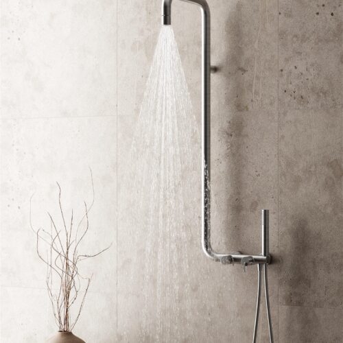 Silia Brushed Steel Shower-Tellidis Bath and Floor Experts